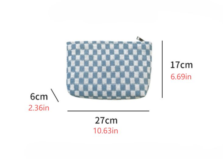 Checkerboard Knit Cosmetic Pouch With Zip - view 2