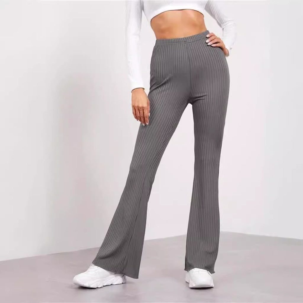 Ribbed Knit High Waist Flare Yoga Leggings