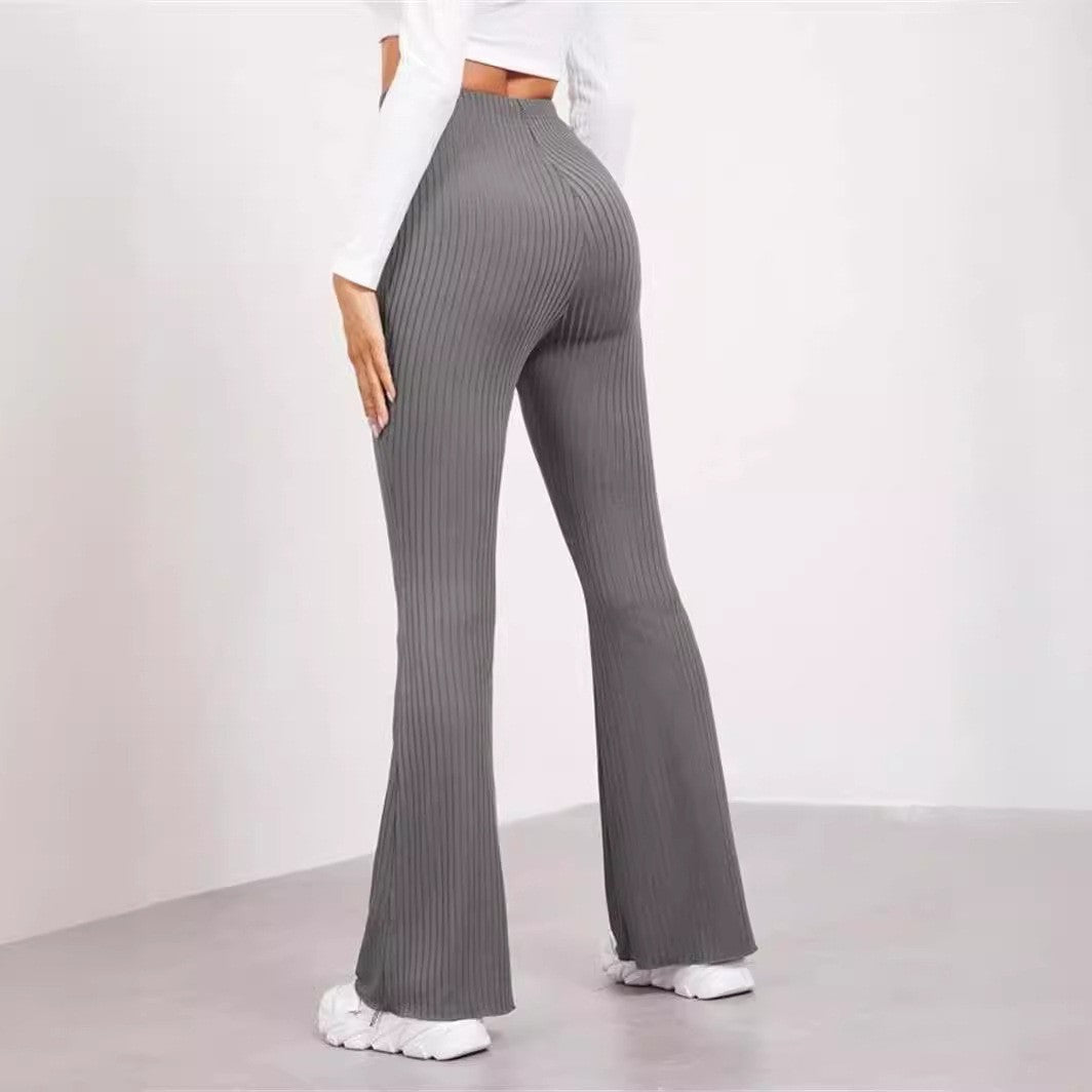 Ribbed Knit High Waist Flare Yoga Leggings