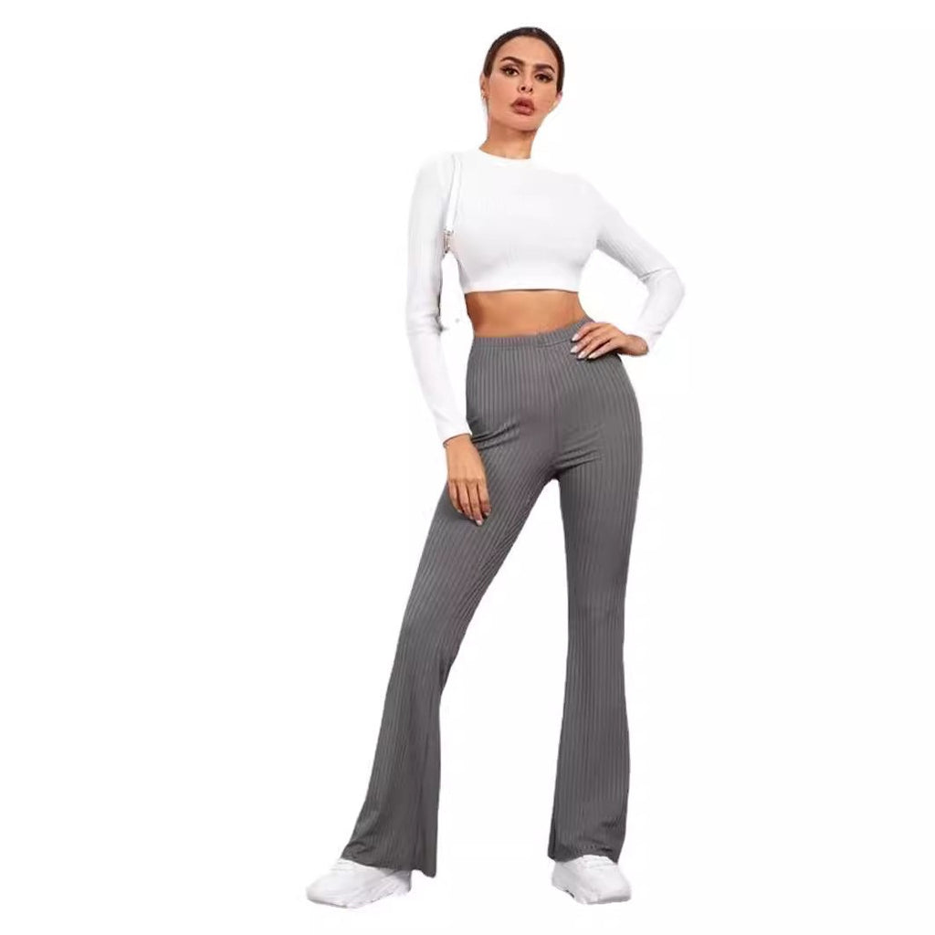 Ribbed Knit High Waist Flare Yoga Leggings