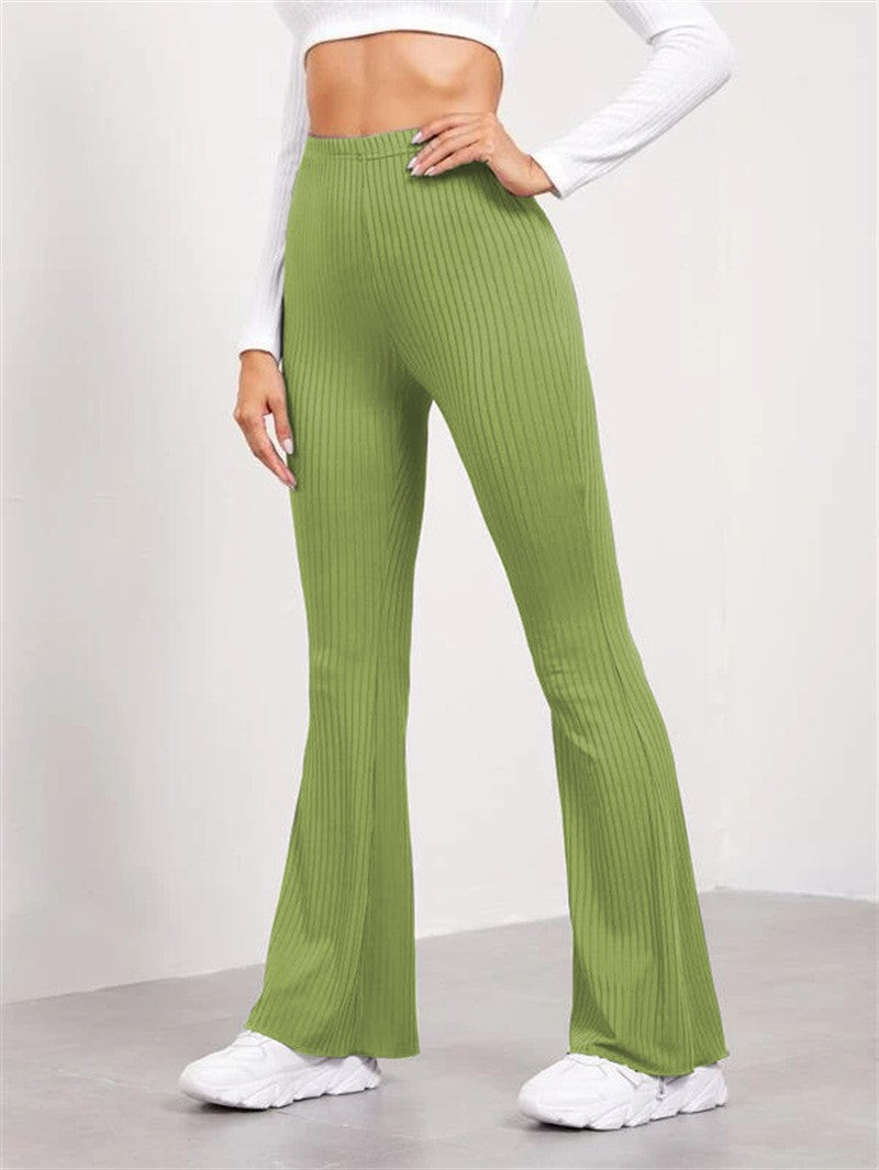 Ribbed Knit High Waist Flare Yoga Leggings