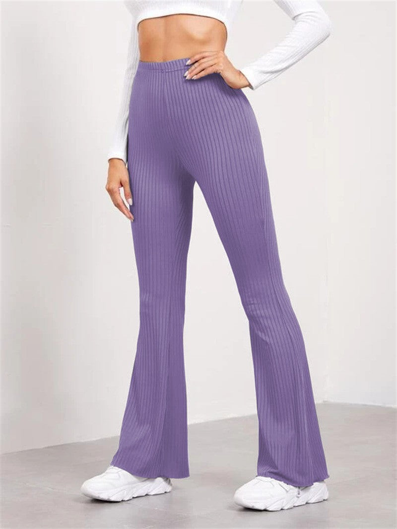 Ribbed Knit High Waist Flare Yoga Leggings