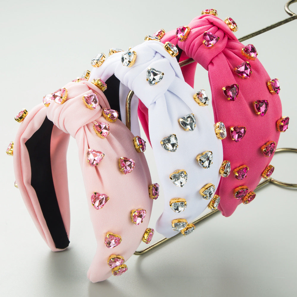 Crystal Heart Gem Knotted Headband