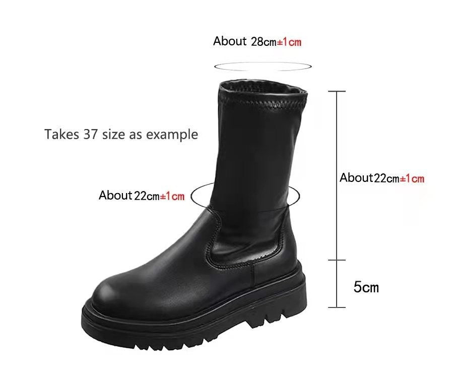 Stretch Faux Leather Lug Sole Boots - Ankle