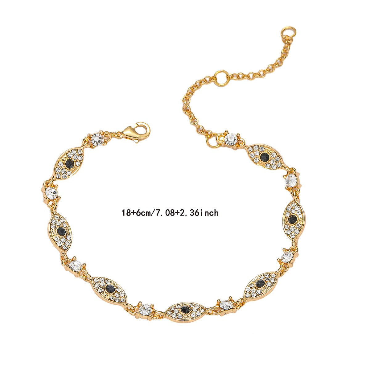Evil Eye Crystal Chain Bangle Bracelet - C1