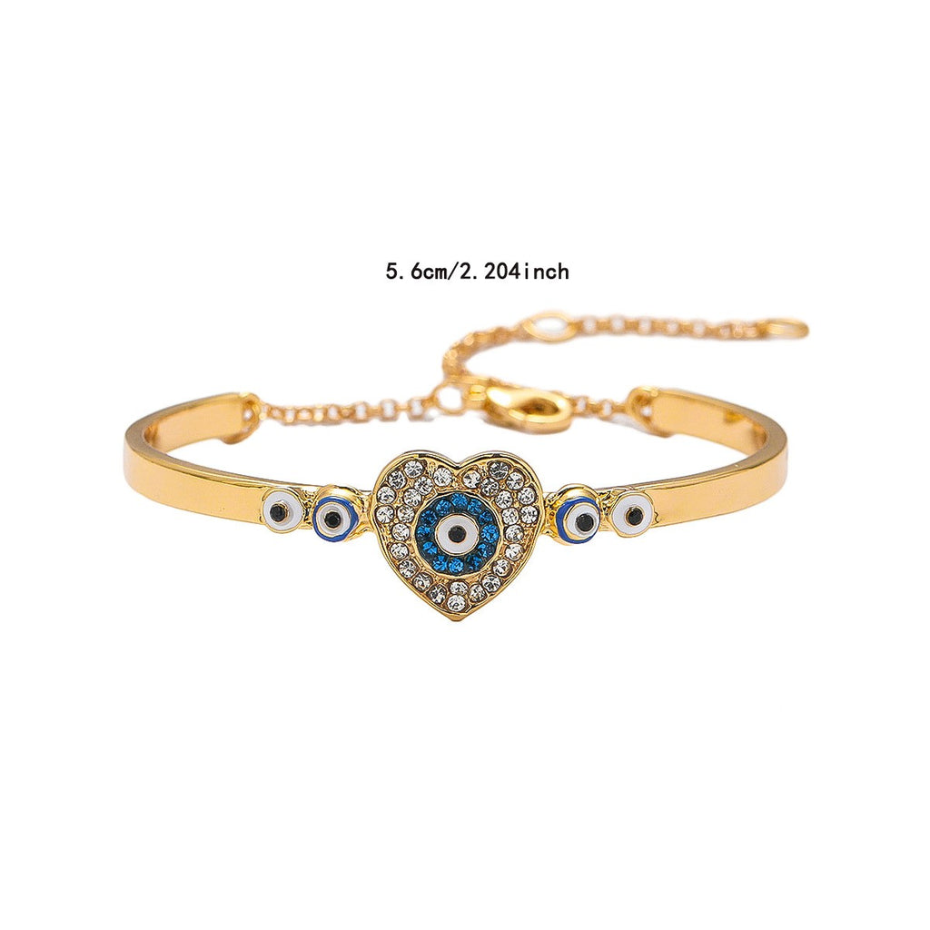 Evil Eye Crystal Chain Bangle Bracelet - C2