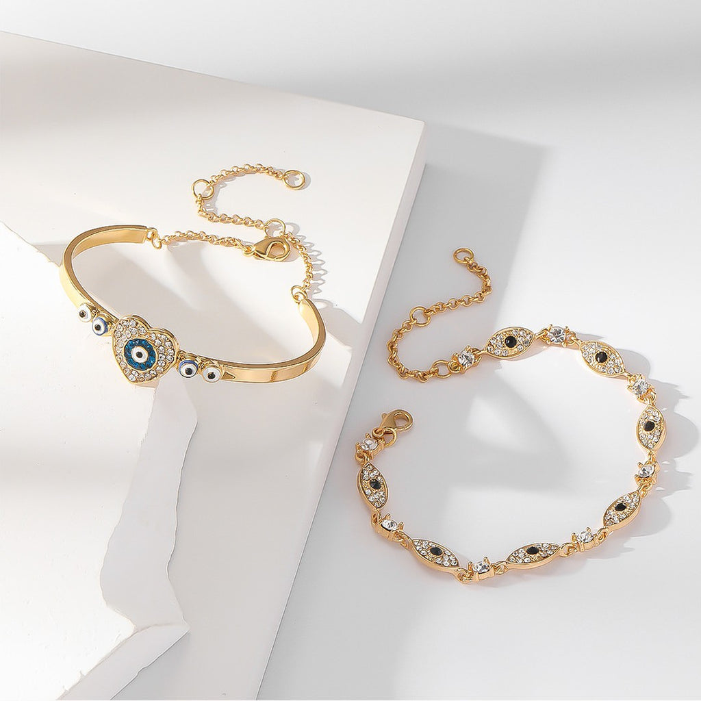 Evil Eye Crystal Chain Bangle Bracelet