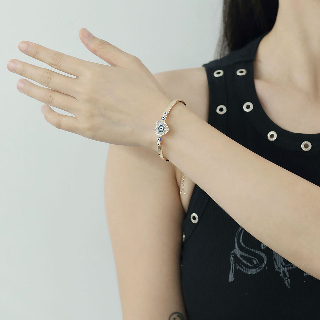 Evil Eye Crystal Chain Bangle Bracelet - view 1