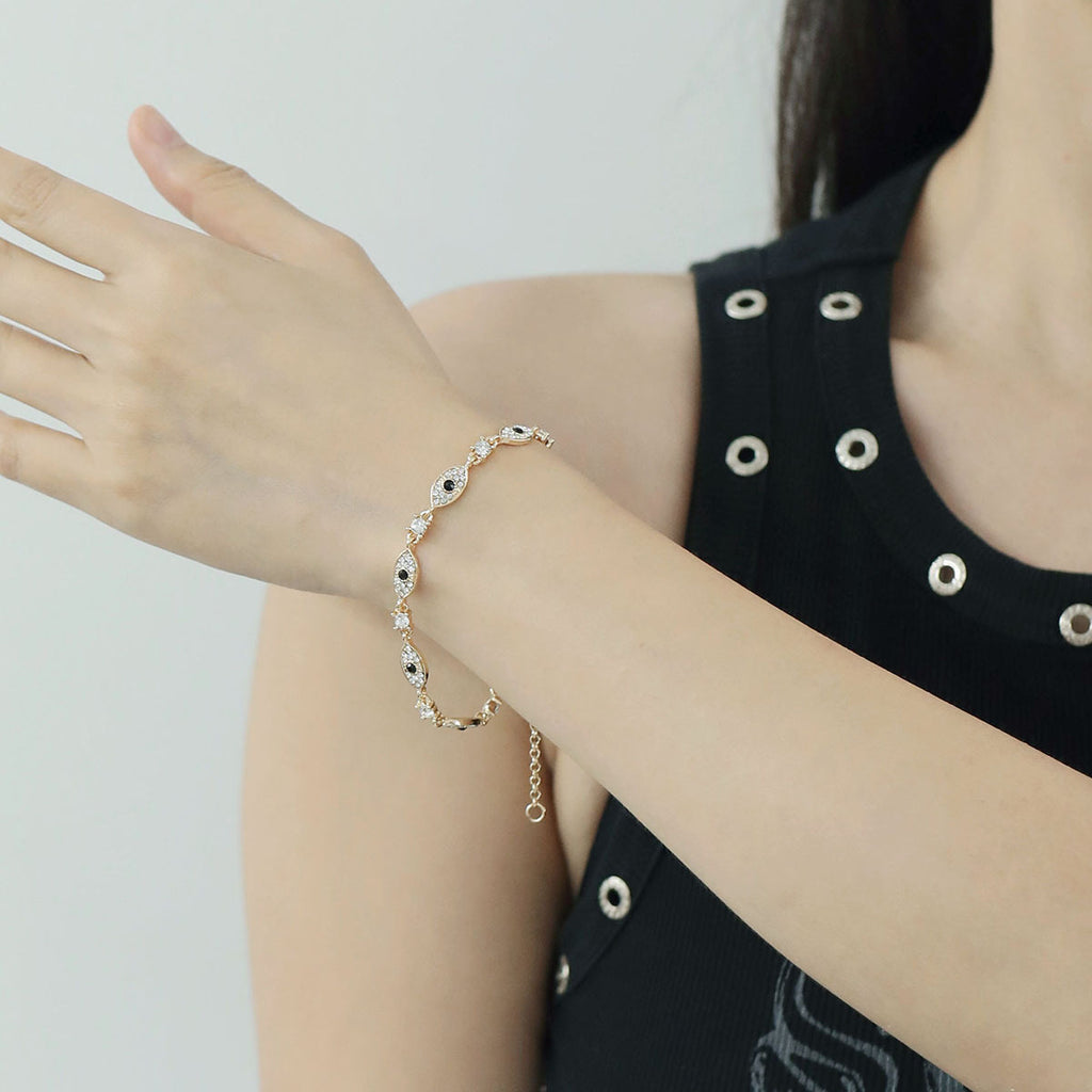 Evil Eye Crystal Chain Bangle Bracelet - view 2