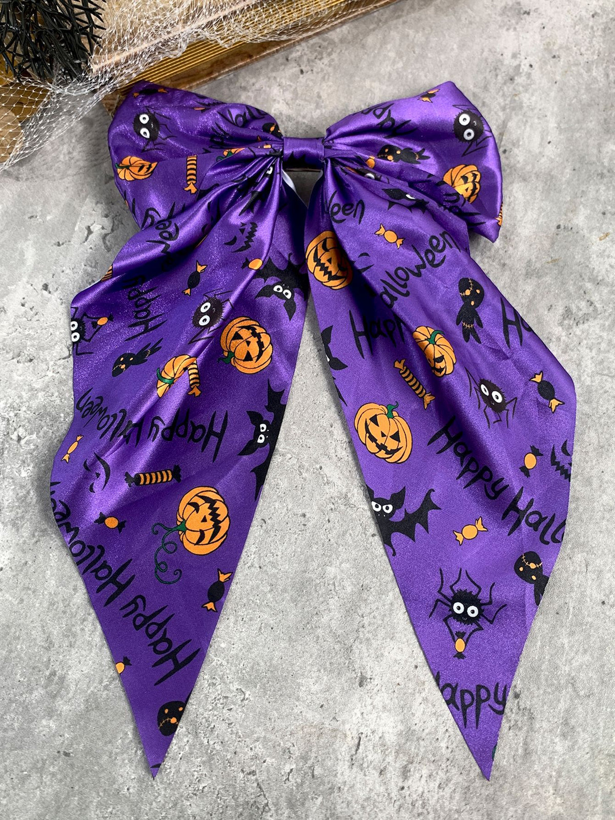 Long Tail Halloween Bow Barrette - NO_1