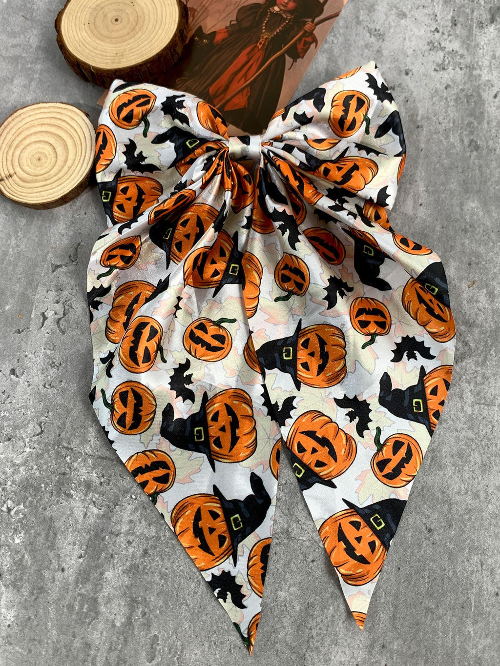 Long Tail Halloween Bow Barrette - NO_11