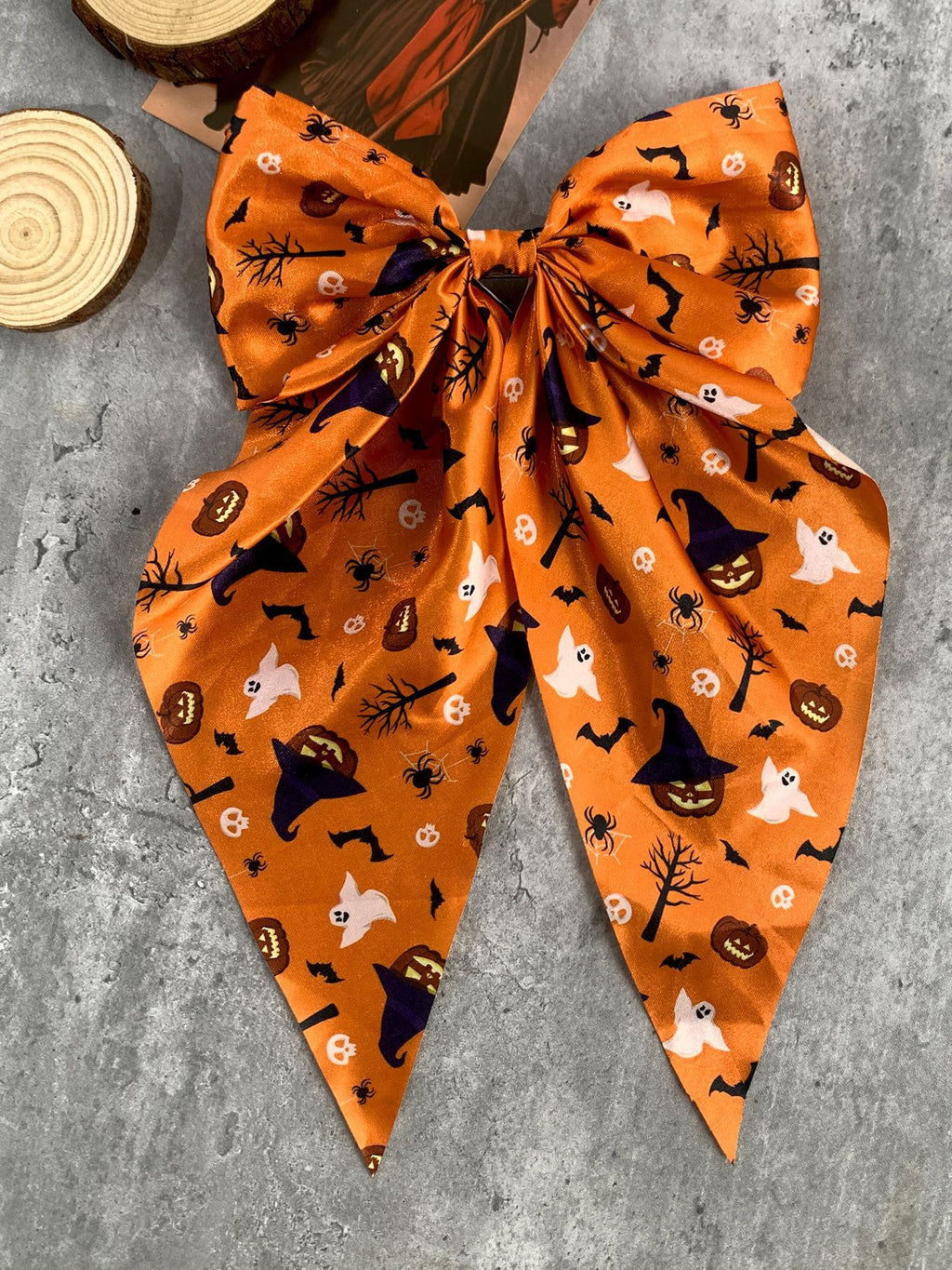 Long Tail Halloween Bow Barrette - NO_12