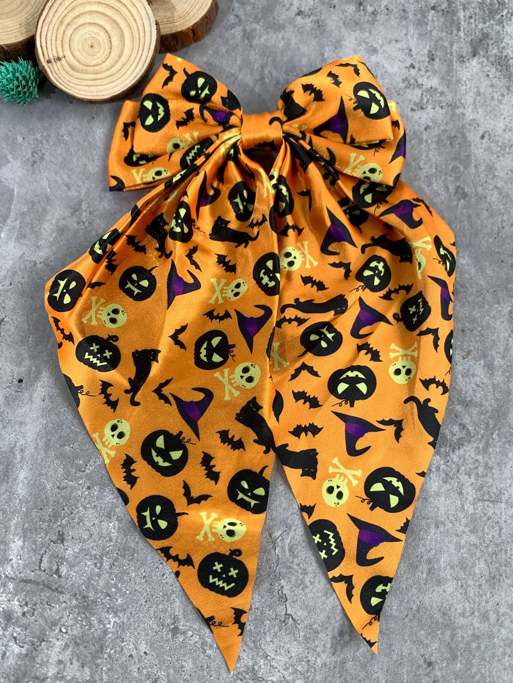 Long Tail Halloween Bow Barrette - NO_14