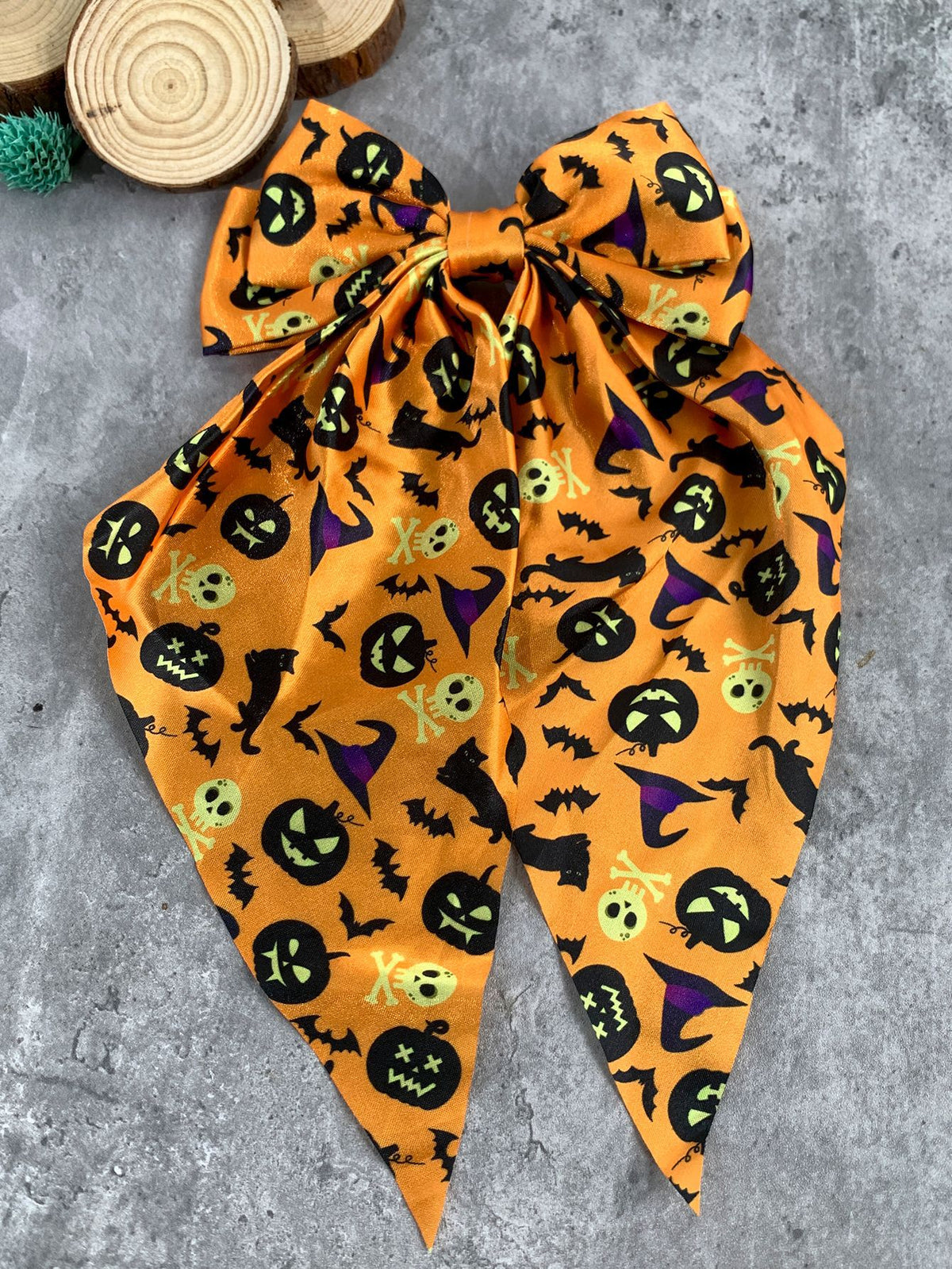 Long Tail Halloween Bow Barrette - NO_14