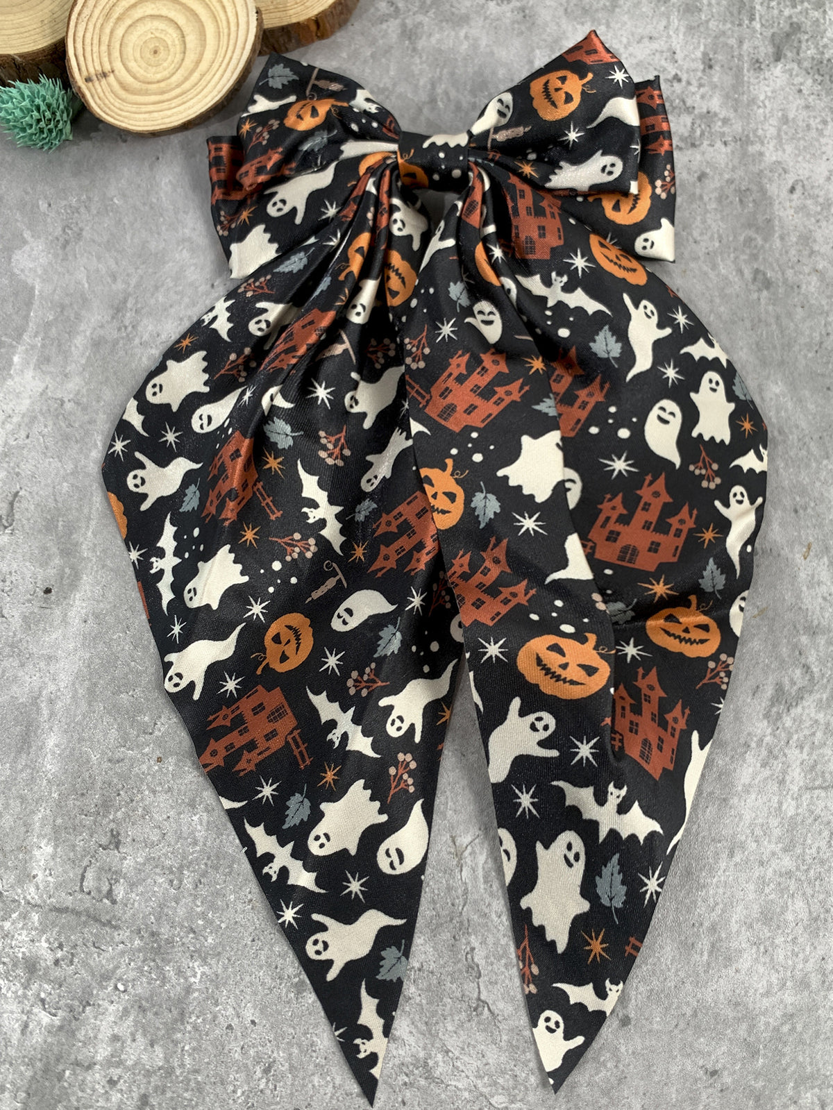 Long Tail Halloween Bow Barrette - NO_15