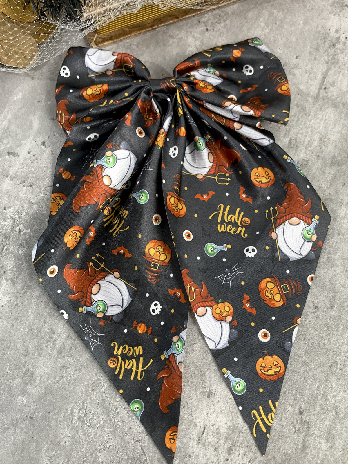 Long Tail Halloween Bow Barrette - NO_2
