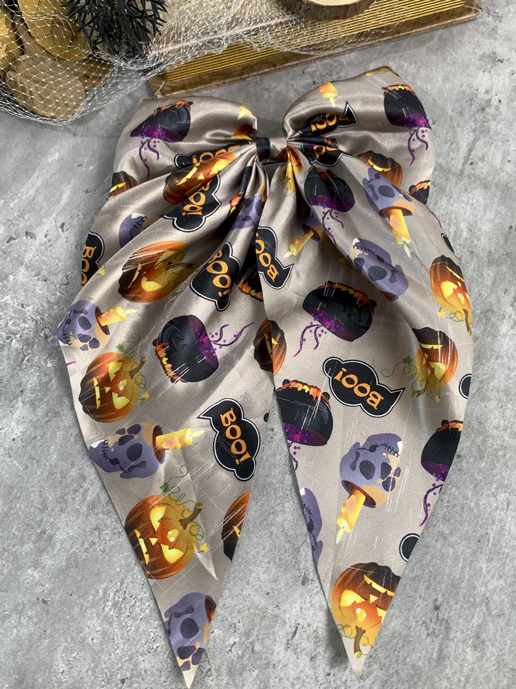 Long Tail Halloween Bow Barrette - NO_3