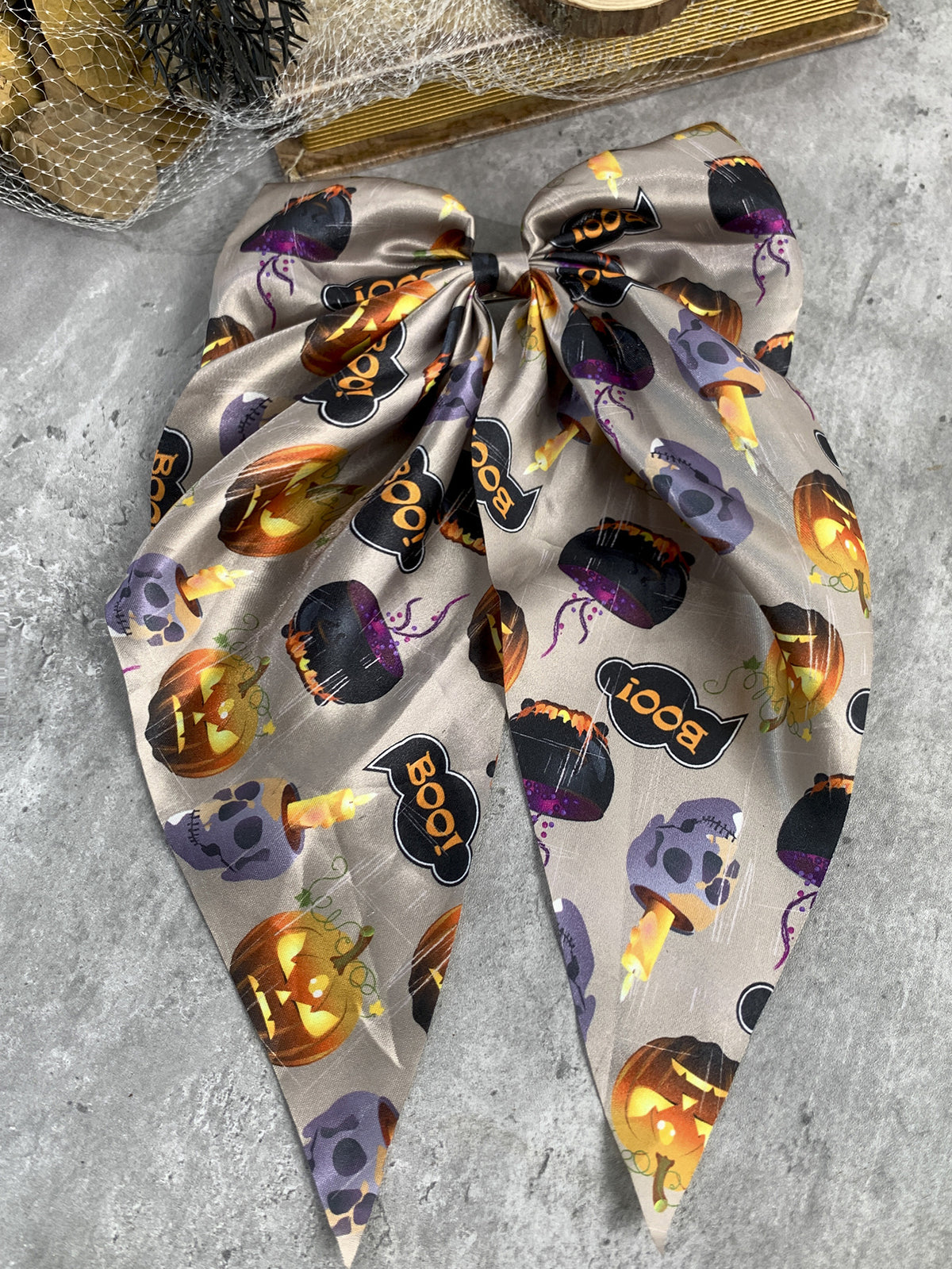 Long Tail Halloween Bow Barrette - NO_3