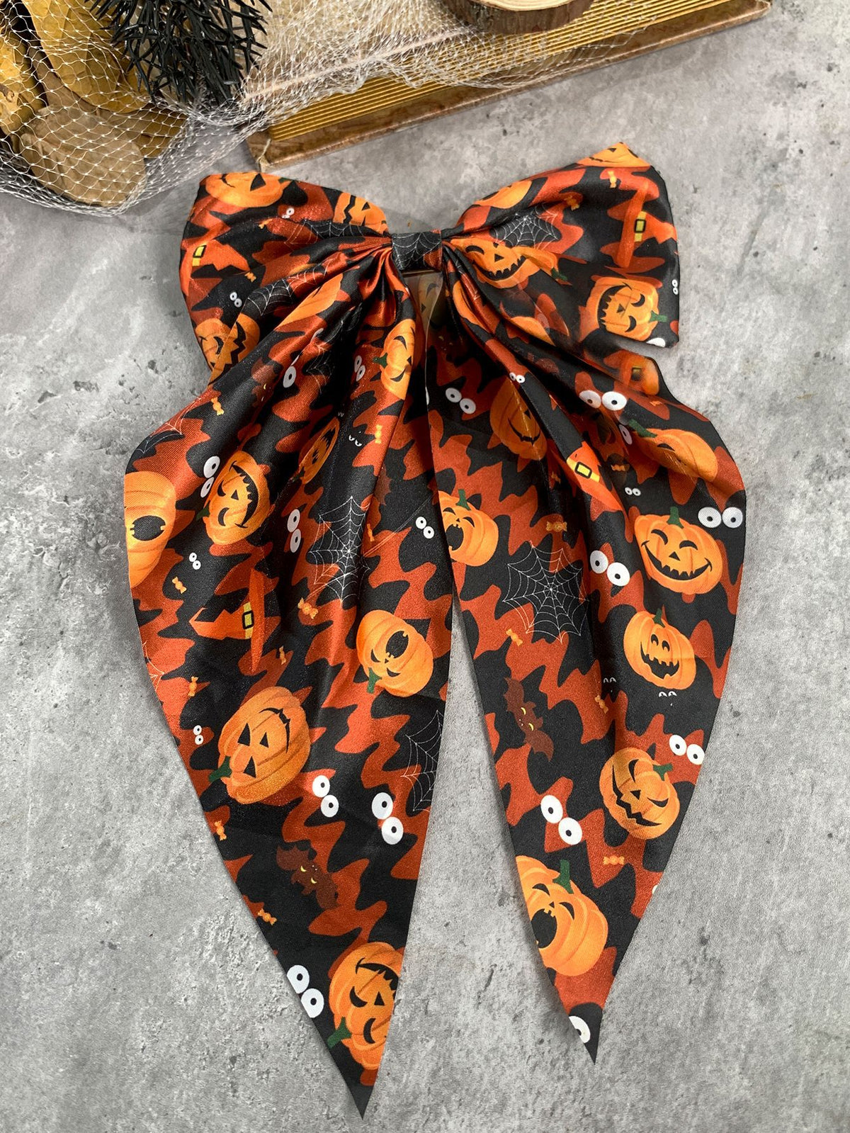 Long Tail Halloween Bow Barrette - NO_4