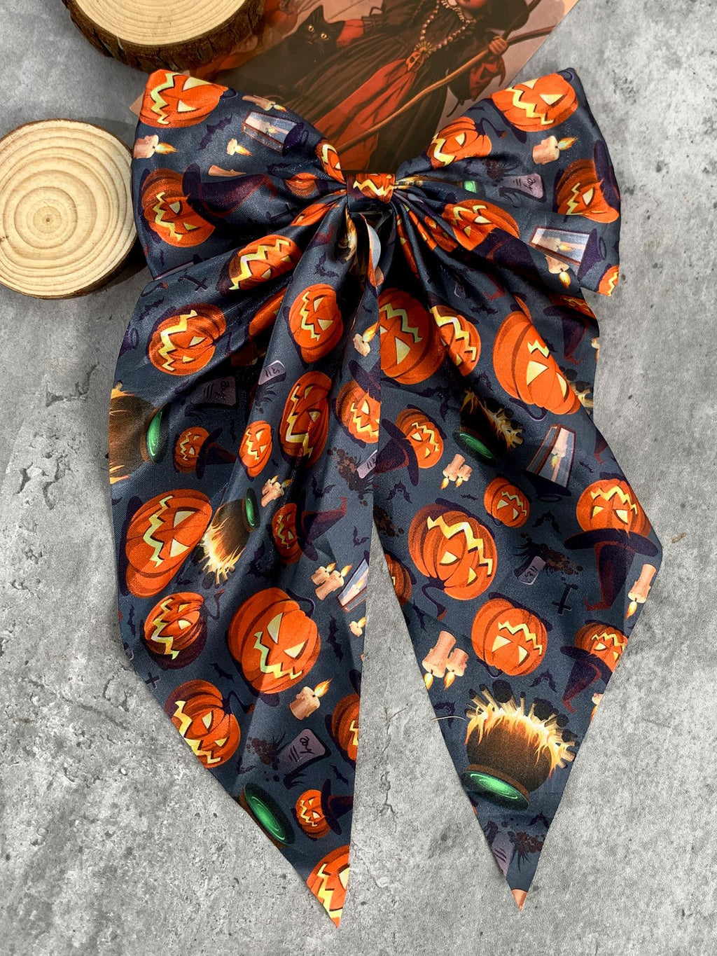 Long Tail Halloween Bow Barrette - NO_8