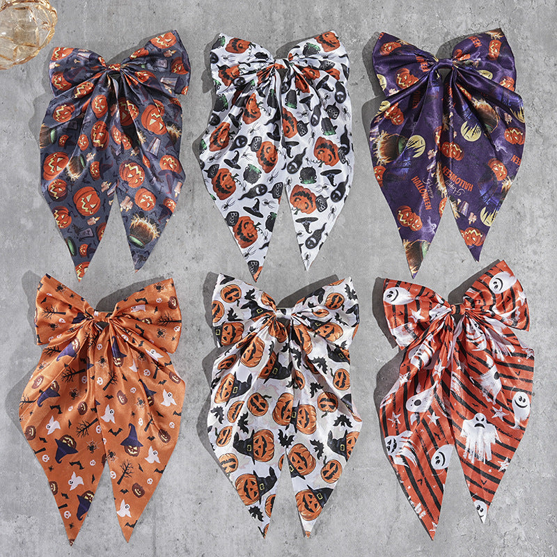 Long Tail Halloween Bow Barrette - view 1