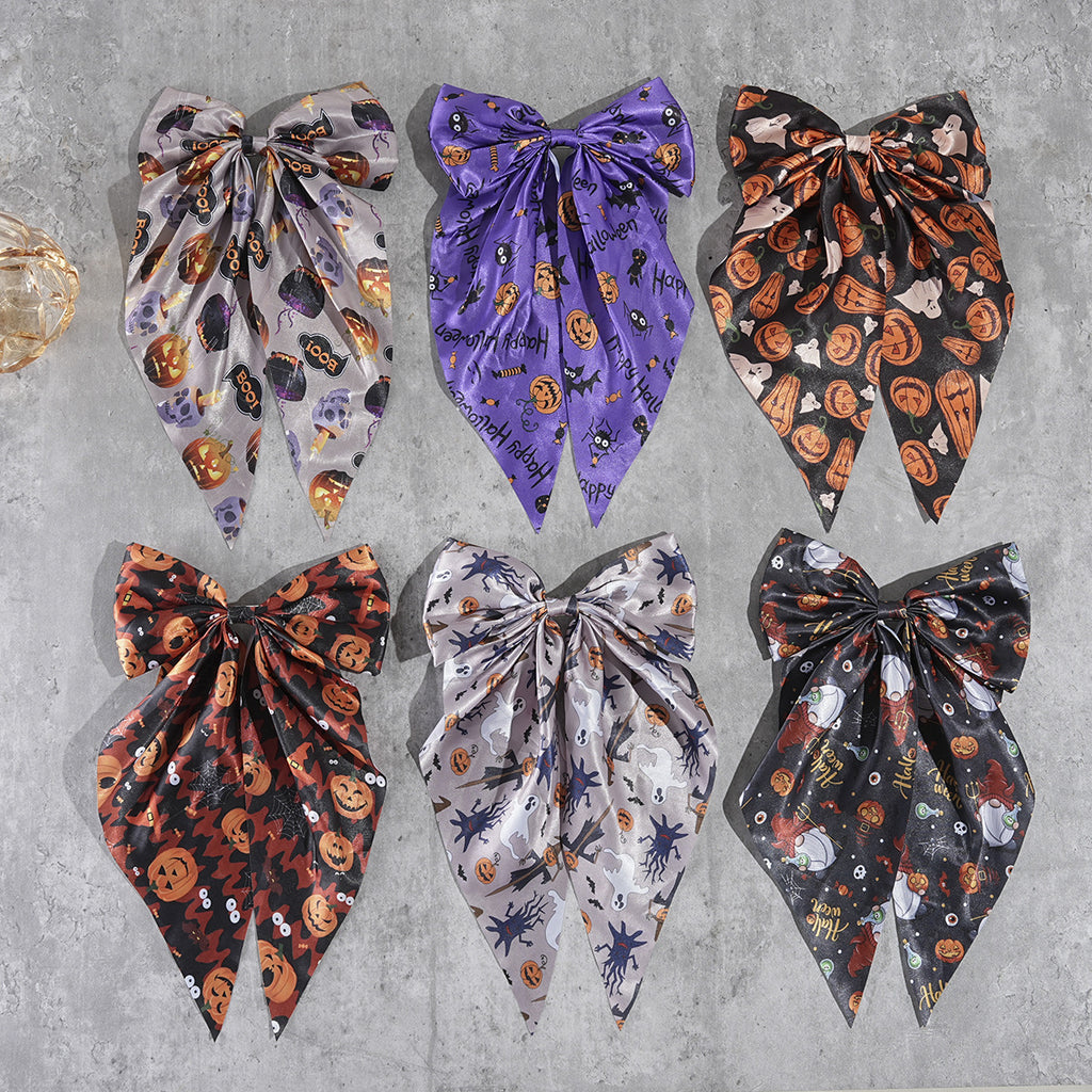 Long Tail Halloween Bow Barrette - view 2