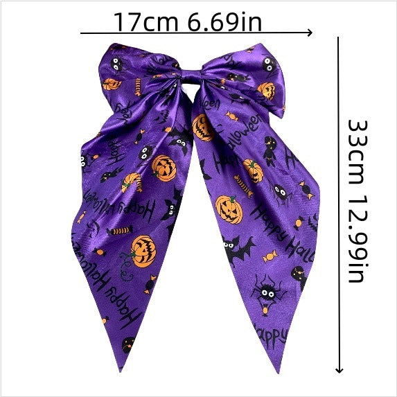 Long Tail Halloween Bow Barrette - view 3