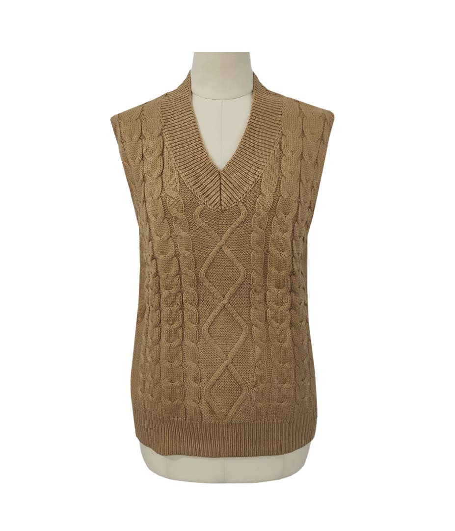 Cable Knit V Neck Sweater Vest