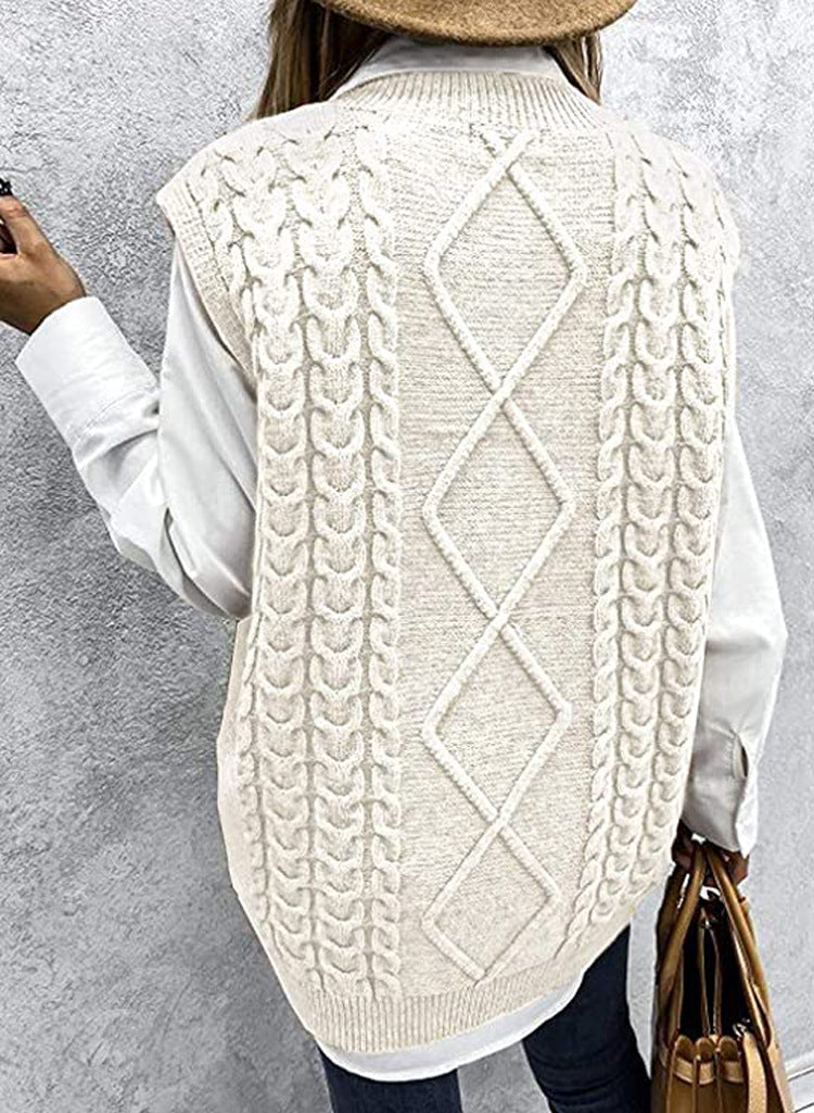 Cable Knit V Neck Sweater Vest - view 2