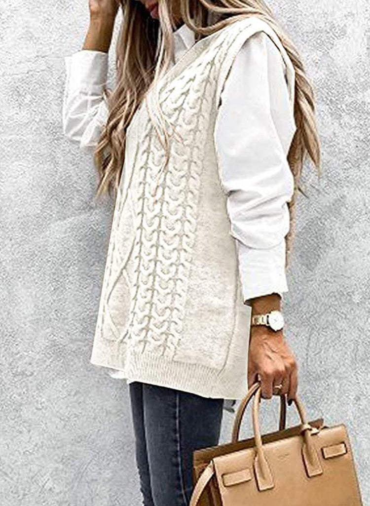 Cable Knit V Neck Sweater Vest - view 3