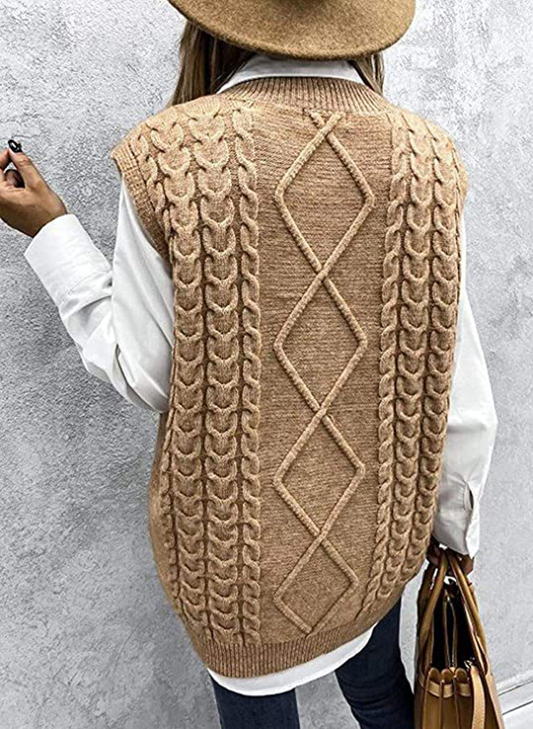 Cable Knit V Neck Sweater Vest - view 4