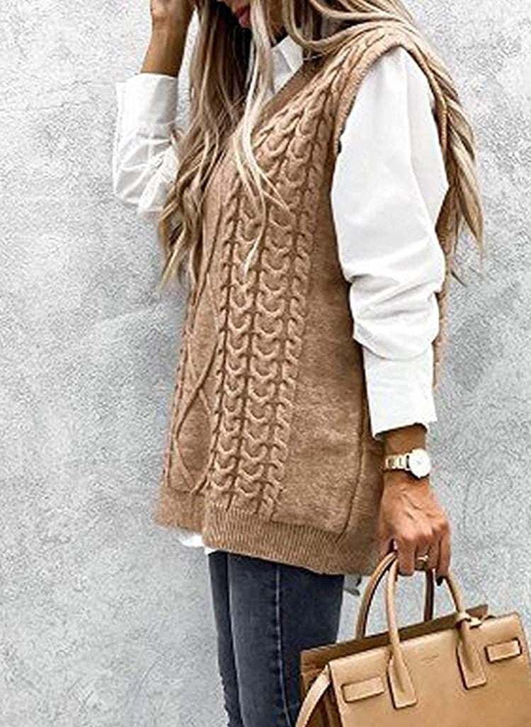 Cable Knit V Neck Sweater Vest - view 5