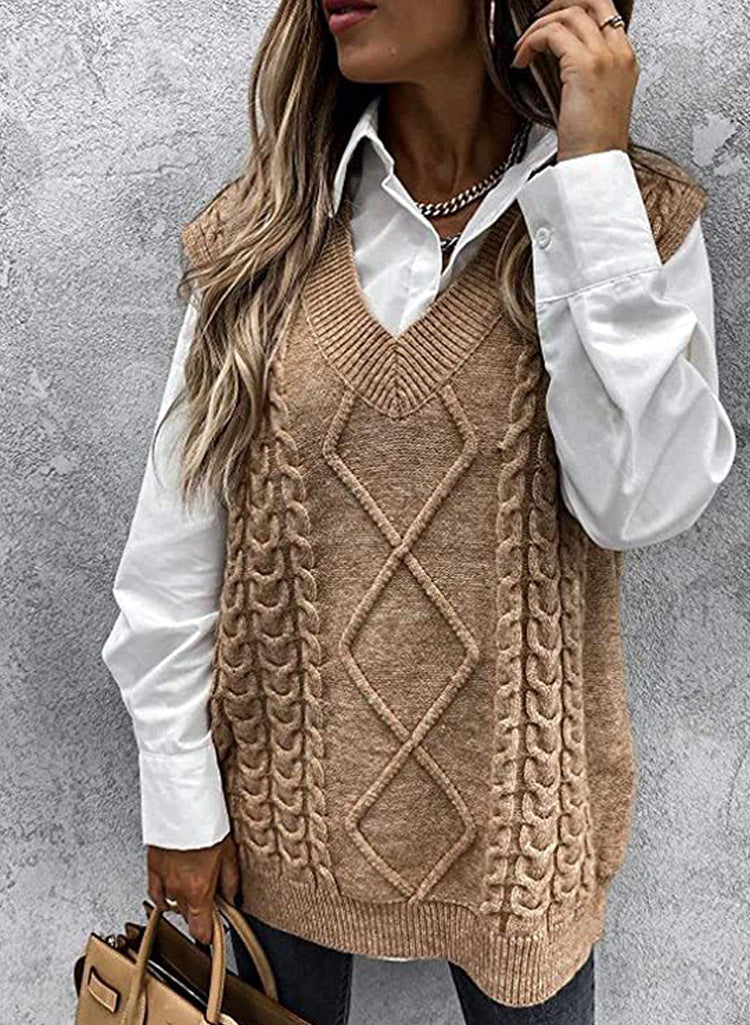 Cable Knit V Neck Sweater Vest - view 6