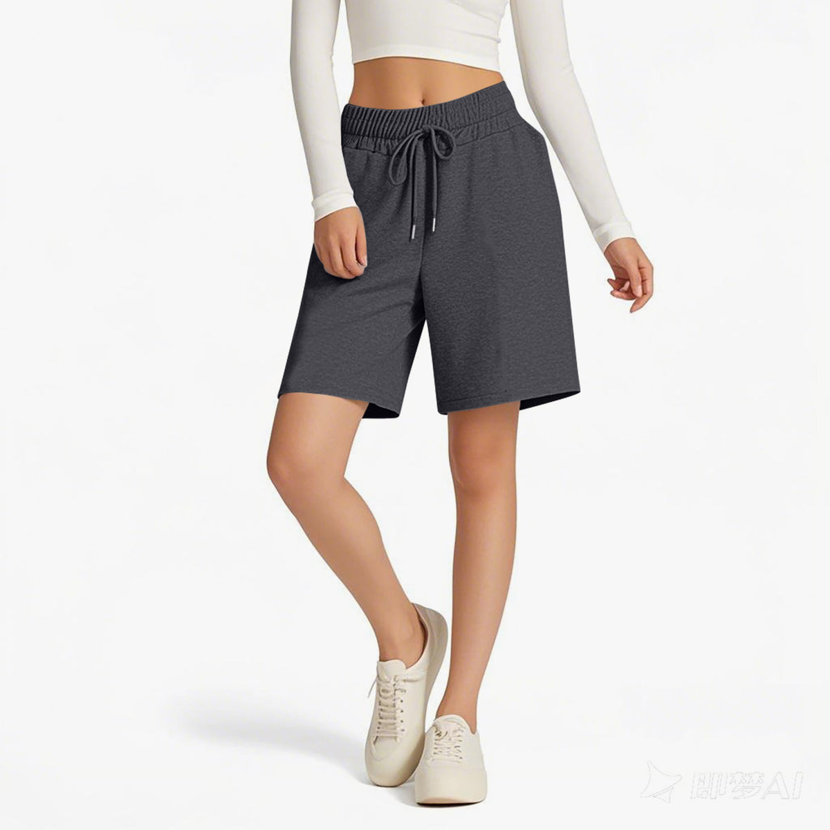 Knee Length Drawstring Bermuda Lounge Shorts - Dark_Grey
