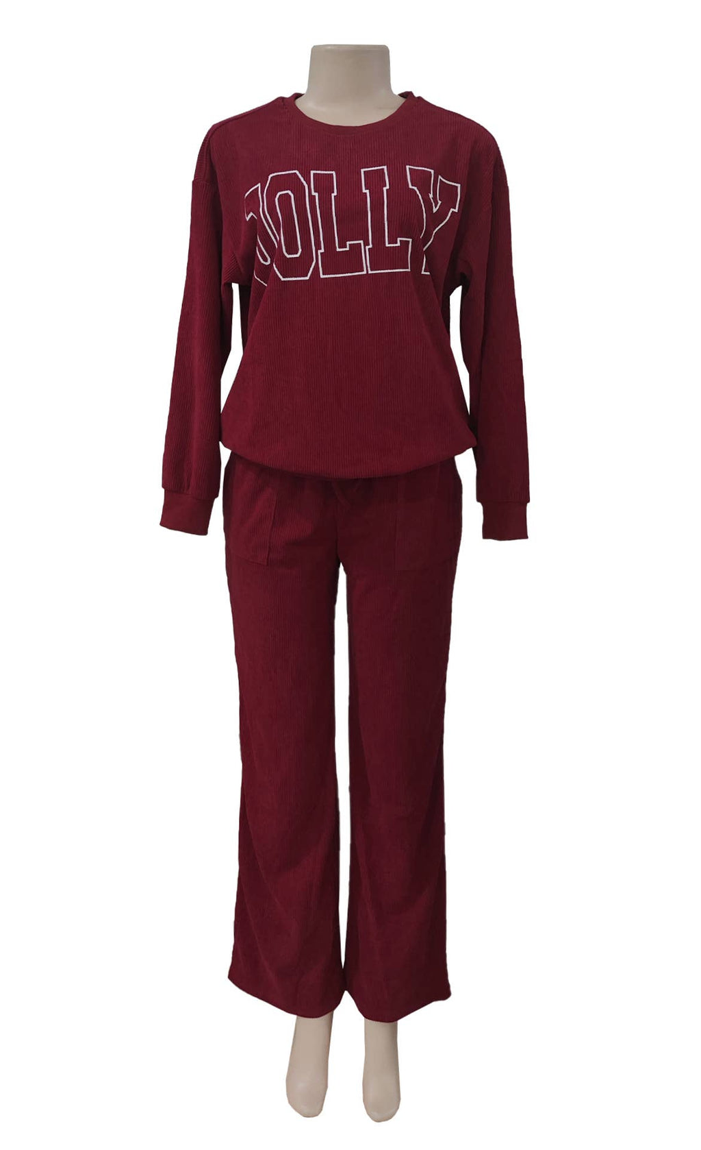 Holiday Slogan Corded Top And Pants Set