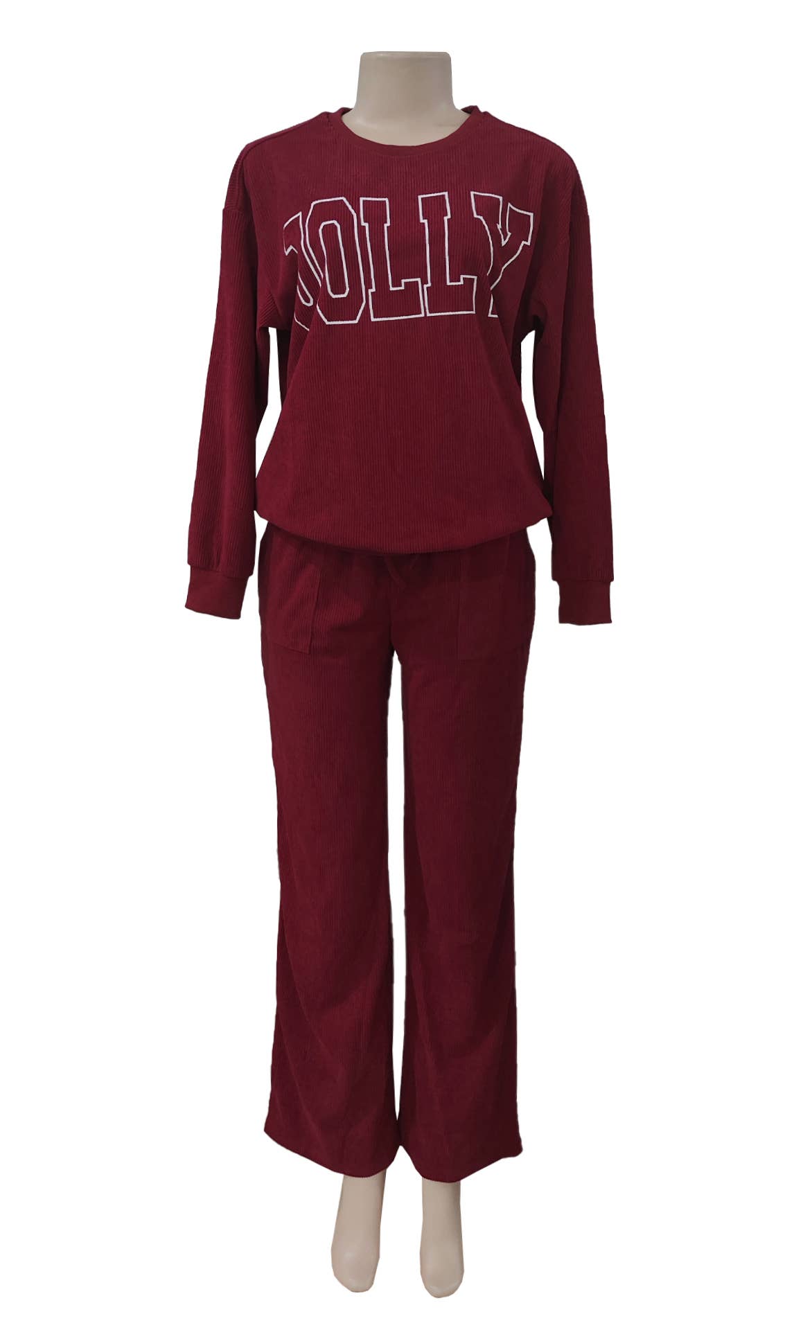 Holiday Slogan Corded Top And Pants Set