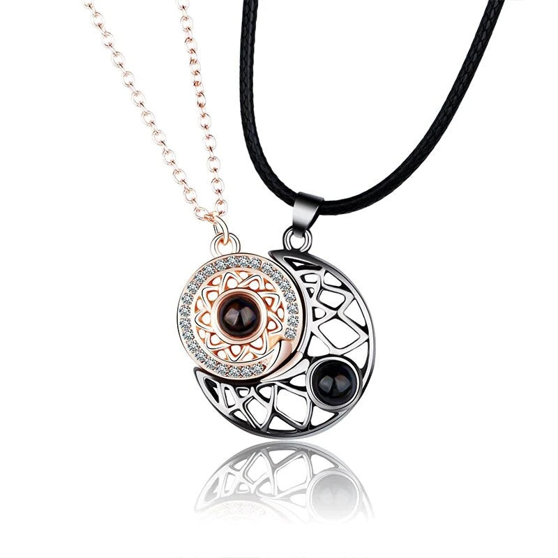 Magnetic Sun Moon Projection Pendant Necklaces - view 1