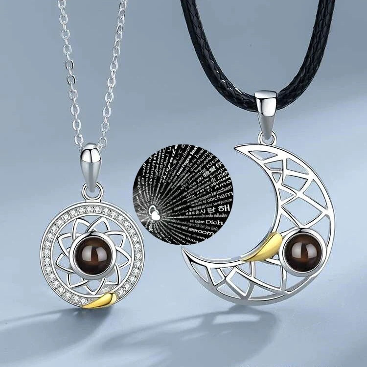 Magnetic Sun Moon Projection Pendant Necklaces - view 2