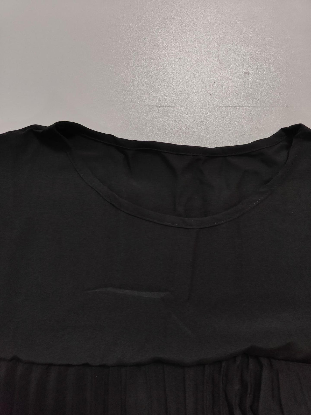 Pleated A Line Cap Sleeve Maxi Dress - black - 4