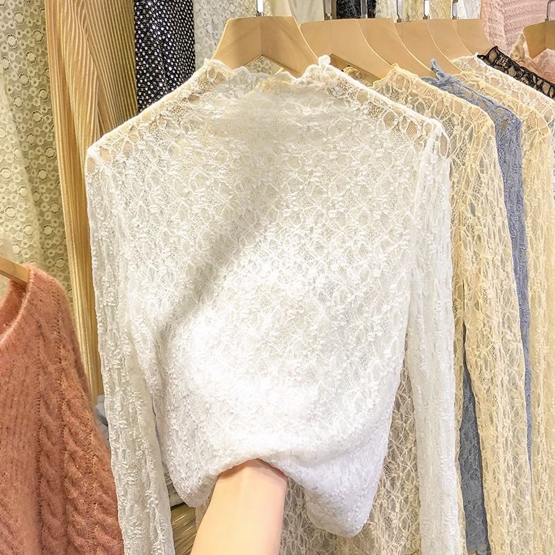 Textured Lace Sheer Layering Top - White