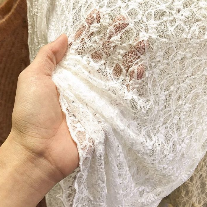 Textured Lace Sheer Layering Top - White - 3
