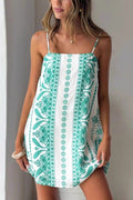 Boho Paisley Print Mini Sundress - Green