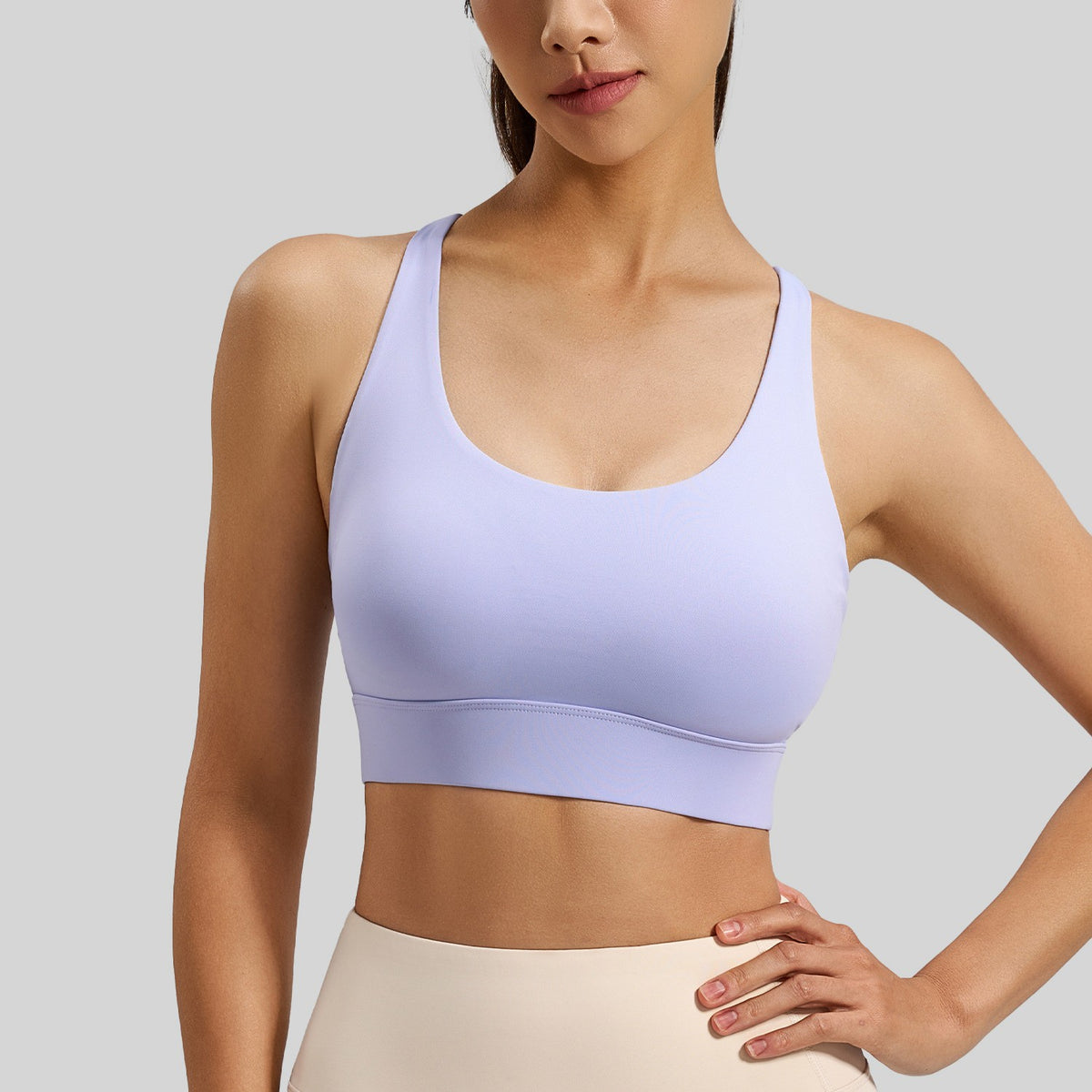 Strappy Mesh Cross Back Padded Yoga Sports Bra
