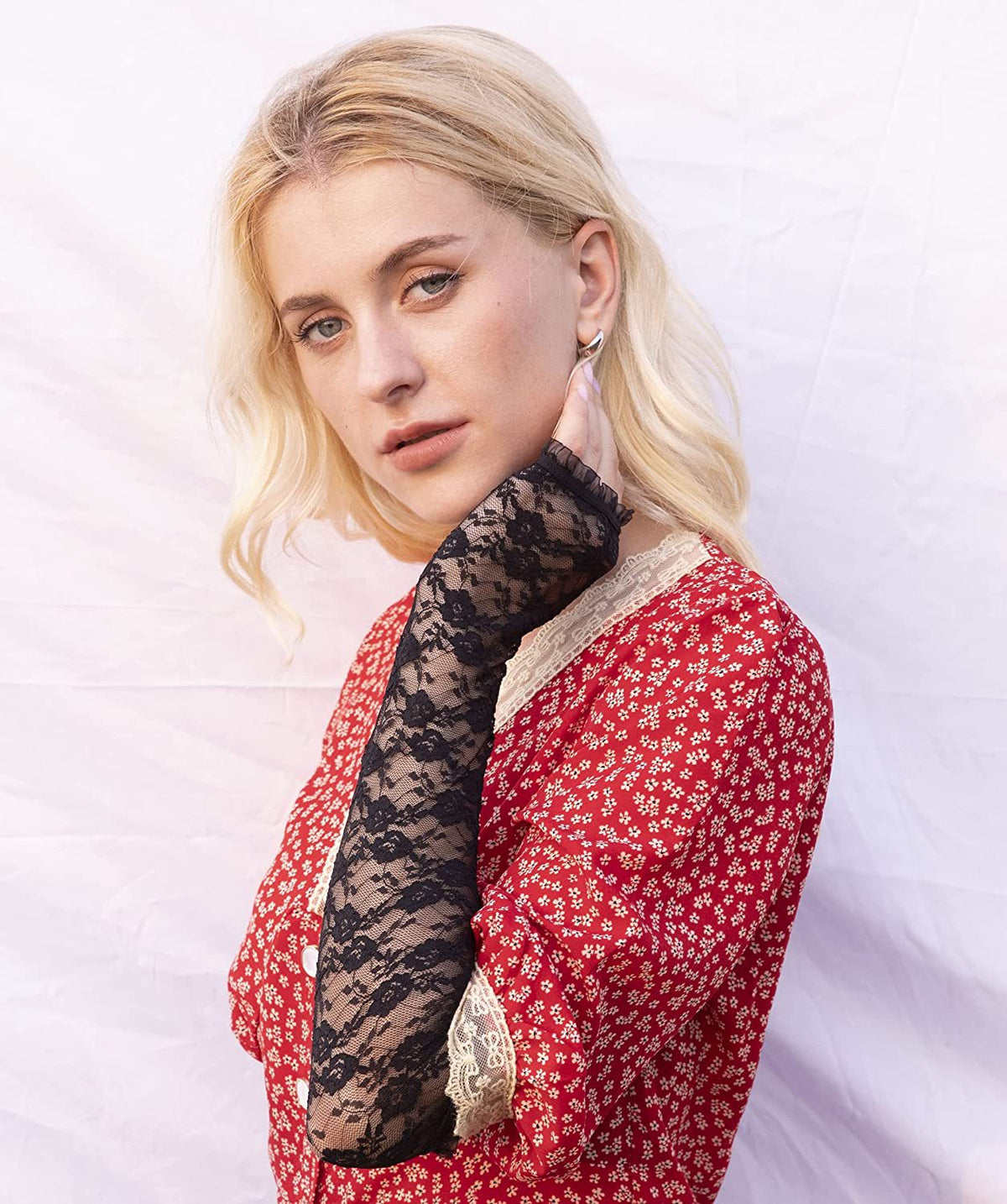 Floral Lace Fingerless Arm Gloves - Black - 5