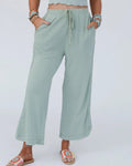 Garment Dyed Split Hem Lounge Trousers - LightGreen