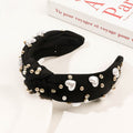 Glossy Heart Bead Knot Headband - Black
