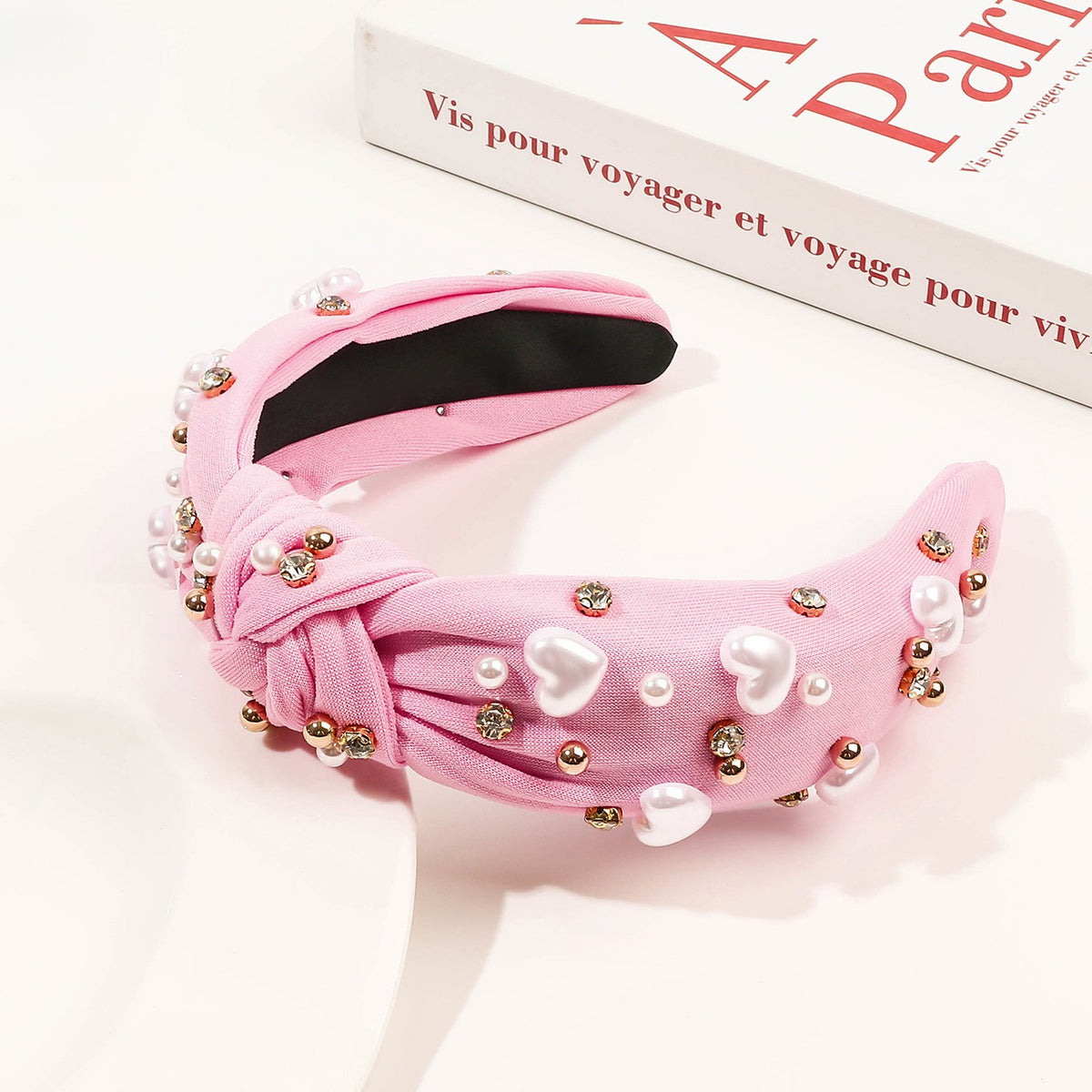 Glossy Heart Bead Knot Headband