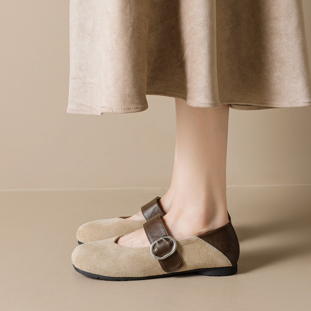 Square Toe Buckle Mary Jane Ballet Flats