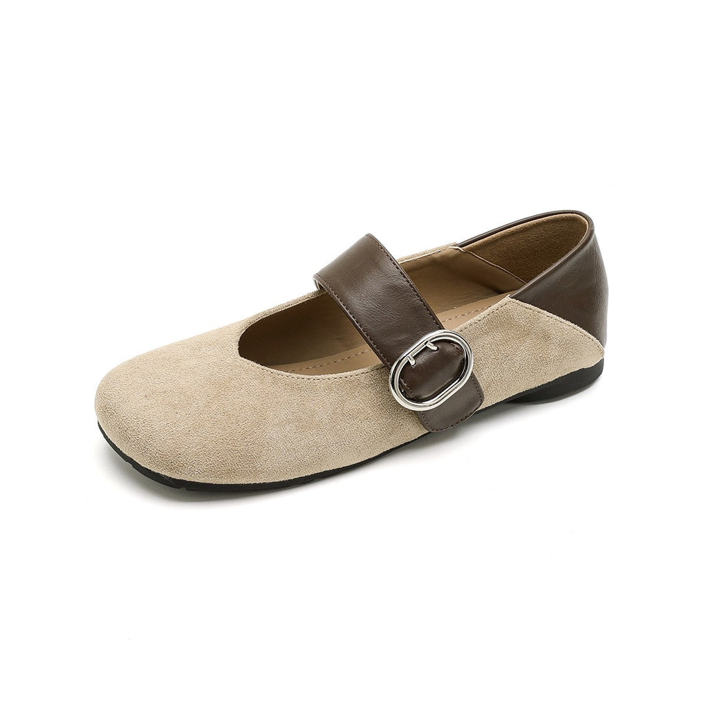 Square Toe Buckle Mary Jane Ballet Flats