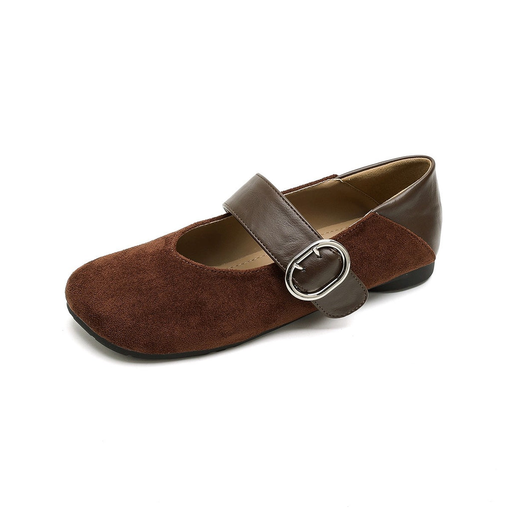 Square Toe Buckle Mary Jane Ballet Flats